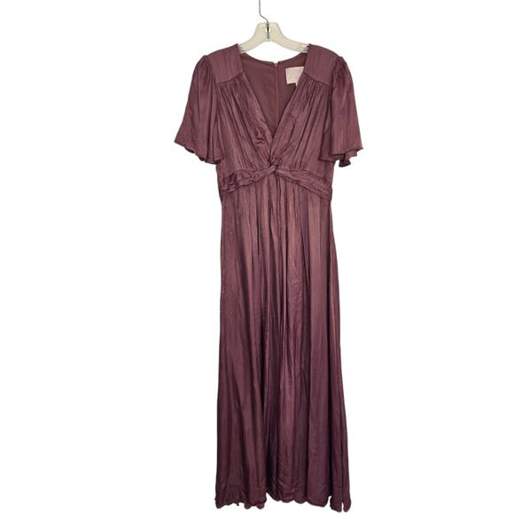 Gal Meets Glam Collection Genevieve Dress Maxi Pleated Mauve Silky Women 8 - Picture 11 of 14